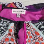 Sequin Hearts  Dress Womens Small Boho Bell Sleeve Tunic‎ Mini Colorful Photo 2