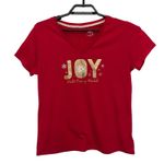 Disney JOY Womens T-Shirt Top Sz L Holiday Glitter Snowflake Christmas Winter Photo 0