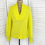 Anthropologie  Honore Open Weave Wool Blend Sweater Yellow Small Slouchy V Neck Photo 1