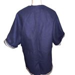 NWT KISUA AFRICA WOMEN’s Size Large Zip Front Short Sleeve Navy And Cream Blue Photo 4