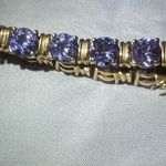 Vintage Designer 925 Sterling Silver Gold Tone Purple Sapphire Tennis Bracelet Photo 4