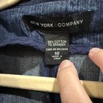 New York Company Womens Blue Denim Jean Blazer Jacket SZ 18 Button Front Pockets Photo 1