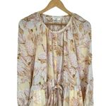 Stine Goya Lydia Silk Long Sleeve Midi Dress size Large Floral Drawstring Waist Yellow Photo 3