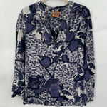 Tory Burch  Blouse‎ Women 4 Purple Floral 100% Silk Y2K Retro Preppy Funky Rave Photo 0