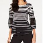 Alfani Black White Classic Striped Illusion Sleeve Pullover Blouse Size S Photo 1