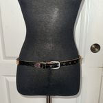 VTG WESTERN BEADED BLACK LEATHER SKINNY BELT Photo 9
