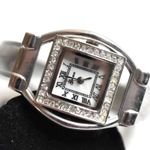 Geneva White Face Rhinestone Accent Silver Tone 6" Cuff New Battery Watch Photo 2