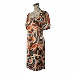Chic Swirl Midi Dress in Brown and Cream Size M Photo 1
