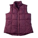 Lands' End Women's Size Small Maroon Red Down Filled Vest Snap Front Pockets Photo 0