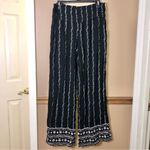 Three Dots  Floral Printed Wide Leg Pull On Pants Black‎ Small Photo 1