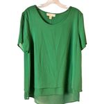 Michael Kors Michael Large Emerald Green Layered Chiffon Blouse Womens Photo 1