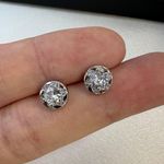 8mm CZ Stud Earrings for Men Women,Streetwear Hip Hop Unisex Earrings Silver Photo 4