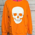 None Orange Skull Graphic Sweatshirt Photo 0