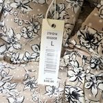 Max Studio  Tan/White Floral Print Ruffle Hem Mini Skirt Side Cinched Size L NEW Photo 7
