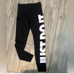 Bike Black Leggings with Bold White Text Photo 2