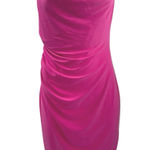 ZARA Fuchsia Ruched Sleeveless Cami Cowl Neck Midi Tank Bodycon Slip Dress S Photo 0