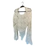 Free People  Ivory White Lace Crochet Desert Daze Bodysuit Tassels size Medium Photo 3