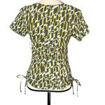 INC Small Top Geometric Surplice V-Neck Cap Sleeve Ruched Stretch Multi Photo 4