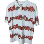 Teddi Womens White Shell Coral Starfish Print Polo Shirt Size L Photo 0