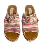 Sugar Hundreds Wedge Sandals Fabric Natural Multicolor Beach Stripe Size 8.5 Photo 1