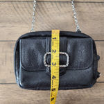 Brighton  Black Leather Mini Chain Strap Crossbody Evening Purse Silver‎ Buckle Photo 8