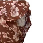 Monteau Brown Floral Ruched Crop Top With Pink Flowers Photo 4