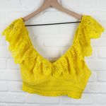 Alice + Olivia Bleeker Eyelet Smocked Crop Top Yellow Size Large Photo 1