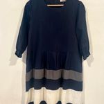 Korean Fashion DoDry Linen Semi Formal Dress Medium Navy Blue Business Casual Photo 1