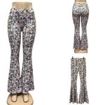 Daisy Del Sol Floral Flare Bell Bottom Pull On Legging Pants High Rise Womens S Gray Photo 1