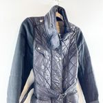 Burberry Brit Quilted Belted Trench Coat Jacket Mixed Media Black Small Photo 4