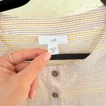 J Jill Pastel Striped 3/4 Flutter Sleeve Boho Organic Cotton Blouse XS Yellow Photo 2