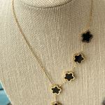 18K Gold Plated Floral Clover Y Lariat Elegant Necklace Set stainless steel Black Photo 0