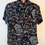 Notations  Petite Small Novelty Printed Short Sleeve Button Down Shirt Photo 0