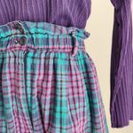 American Vintage Vintage 90s Melbourne Classix Teal Purple Plaid Paperbag High Waisted Shorts S M Photo 1
