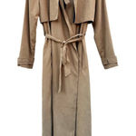 ASOS Neon Rose Camel Taupe Duster Trench Coat Belted Lightweight NWT Small Photo 0