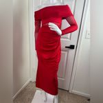 Unbranded Mesh Ruched Maxi Dress See Threw Off Shoulder Long Sleeve Size M. B12 Red Size M Photo 1
