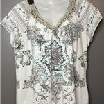 Fashion Bug Women's Size XL Hippie Aztec Print Beaded V Neck Mandala Blouse Photo 0