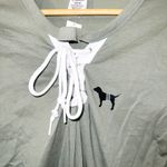 PINK - Victoria's Secret PINK Victoria’s Secret green tie front short sleeve shirt Photo 2