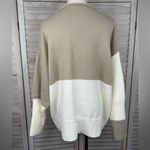 Women's Ribbed Colorblock Mockneck Sweater Tan/Cream Photo 1
