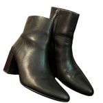 Madewell Mira side-seam smooth black leather ankle booties block heel round toe Photo 0