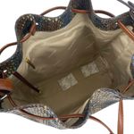 Brahmin  Marlowe Embossed Leather Bucket Bag Bottle Blue Fletcher Photo 10