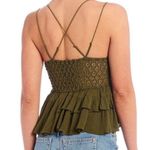 Free People NWT Womens medium olive sparrow green Adella lace cross strap Cami Photo 1