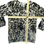 Vintage Leopard Print Lace Crew Neck Brown Black Rhinestone Knit Sweater size S Photo 2
