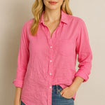 Frank & Eileen  Eileen Button-Up Shirt – Hot Pink – Size M Photo 0