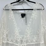 Liv Los Angeles L Sheer Embroidered Robe/Cover up duster long kimono FLAWED White Size L Photo 4