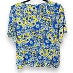 MELLODAY NWT Blue Yellow Floral Ruffle Top - Size Large Photo 1