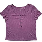 American Eagle Ribbed Knit Soft & Sexy Rose Short Sleeve Cropped Baby T Shirt S Photo 0