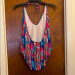 Boohoo  Blue and Pink One Piece Swimsuit with Plunging V-neck Photo 1