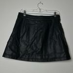 Free People Vegan Leather Black A-Line Zip Front Mini Skirt Photo 3