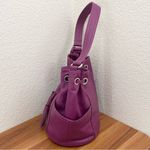 TIGNANELLO Purple Magenta Pebbled Leather Drawstring Tassel Bucket Shoulder Bag Photo 10